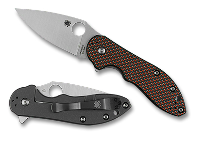 The Domino  Red Carbon Fiber Knife shown opened and closed.