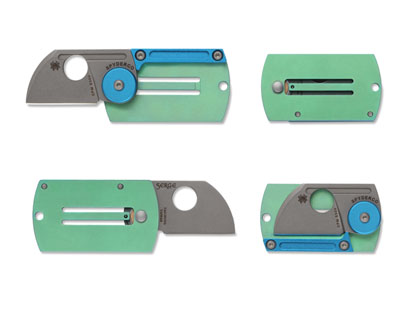 The Dog Tag Folder Aluminum/Titanium shown open and closed