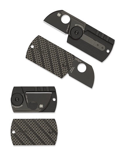 The Dog Tag Folder CF/G-10 Laminate Black shown open and closed