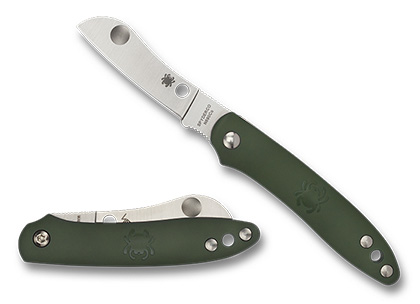 The Roadie  Green Knife shown opened and closed.