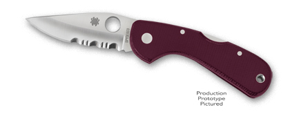 The Baby Goddard Burgundy Sprint Run  Knife shown opened and closed.