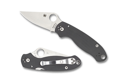 The Para  3 G-10 Dark Gray Maxamet Knife shown opened and closed.