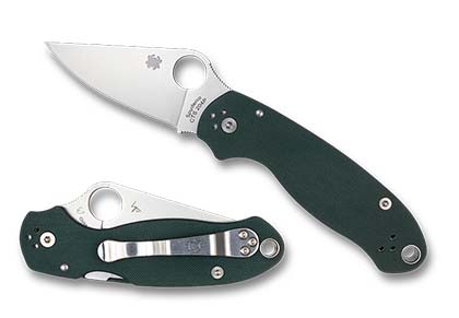 The Para  3 Forest Green G-10 CTS 204P Exclusive Knife shown opened and closed.