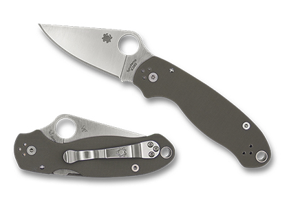 The Para  3 Ranger Green K390 Exclusive Knife shown opened and closed.