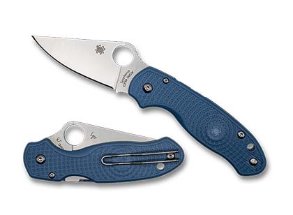 The Para  3 Stone Blue FRN CPM 20CV Exclusive Knife shown opened and closed.