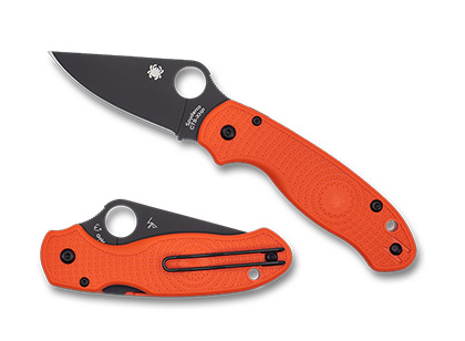 The Para  3 Lightweight Orange FRN CTS XHP Black Blade Exclusive Knife shown opened and closed.
