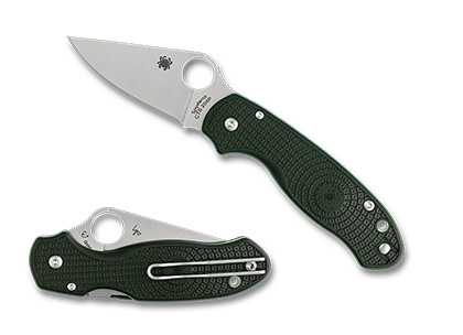 The Para  3 Lightweight Forest Green FRN CTS 204P Exclusive Knife shown opened and closed.