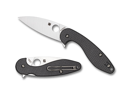 The Sliverax  Carbon Fiber Knife shown opened and closed.
