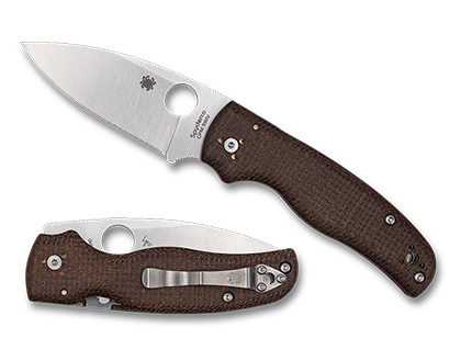 The Shaman  Brown Burlap Micarta  CPM  S90V  Exclusive Knife shown opened and closed.
