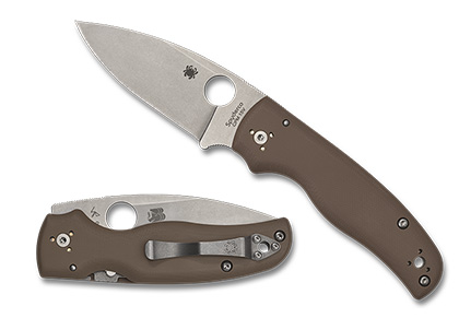 The Shaman  Brown G-10 CPM  15V  Sprint Run  Knife shown opened and closed.