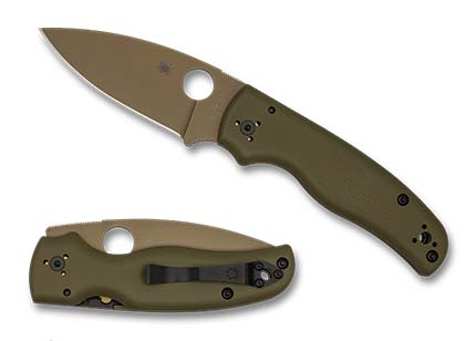 The Shaman  OD Green G-10 CTS 204P Flat Dark Earth Blade Exclusive Knife shown opened and closed.