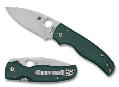 The Shaman  Forest Green G-10 CTS 204P Exclusive Knife shown opened and closed.