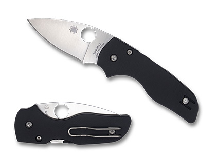 The Lil  Native  Smooth Black G-10 CPM CRU-WEAR Exclusive Knife shown opened and closed.