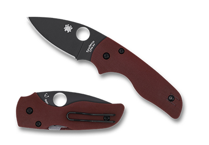 The Lil  Native  Red G-10 CPM 4V Exclusive Knife shown opened and closed.