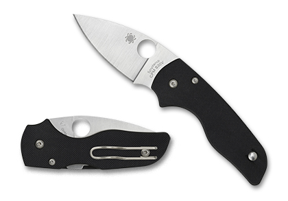 The Lil  039  Native  G-10 Black Knife shown opened and closed.