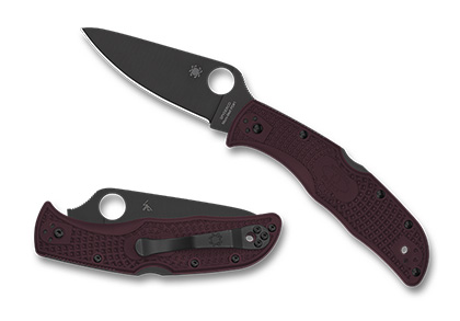 The Endela  Lightweight Micro-Melt  PD 1 Black Blade Knife shown opened and closed.