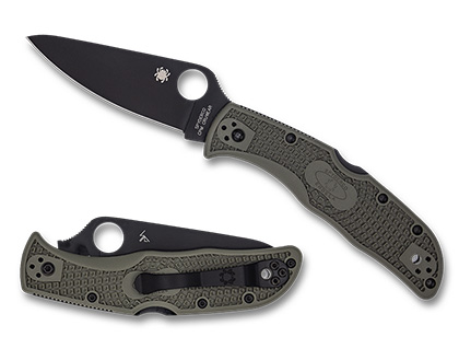 The Endela  OD Green FRN CPM CRU-WEAR Black Blade Exclusive Knife shown opened and closed.