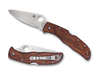 The Endela  Pakkawood HAP40 SUS410 Exclusive Knife shown opened and closed.