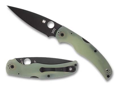 The Native Chief  Natural G-10 CPM M4 Black Blade Exclusive Knife shown opened and closed.