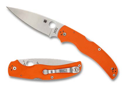 The Native Chief  Orange G-10 CTS XHP Exclusive Knife shown opened and closed.