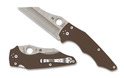 The YoJumbo  BROWN G-10 CPM  15V  SPRINT RUN  Knife shown opened and closed.