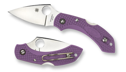 The Dragonfly  2 Lightweight Purple Sprint Run  Knife shown opened and closed.