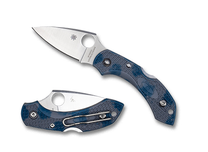 The Dragonfly  2 Gray-Blue Zome Super Blue Lightweight Sprint Run  Knife shown opened and closed.