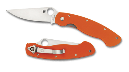 The Military™ Model Safety Orange shown open and closed