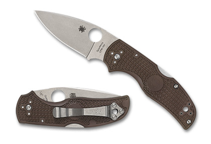 The Native  5 LIGHTWEIGHT BROWN CPM  15V  SPRINTRUN  Knife shown opened and closed.