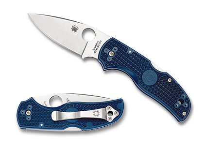 The Native  5 FRN Dark Blue CPM S110V Knife shown opened and closed.