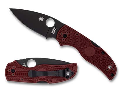 The Native  5 FRN Red CPM 4V Black Blade Exclusive Knife shown opened and closed.