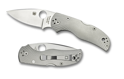 The Native  5 Titanium Fluted Knife shown opened and closed.