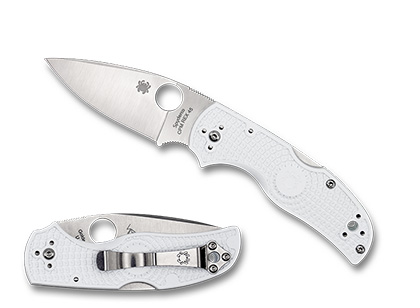 The Native  5 FRN White CPM REX 45 Exclusive Knife shown opened and closed.