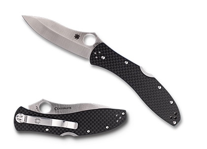 The Centofante  3 Carbon Fiber CPM CRU-WEAR Exclusive Knife shown opened and closed.