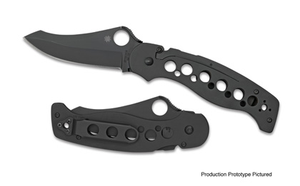The A T R   Stainless Steel Black Knife shown opened and closed.