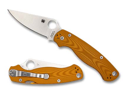 The Para Military  2 Orange Aluminum Cosmic Arc CTS BD1N Exclusive Knife shown opened and closed.