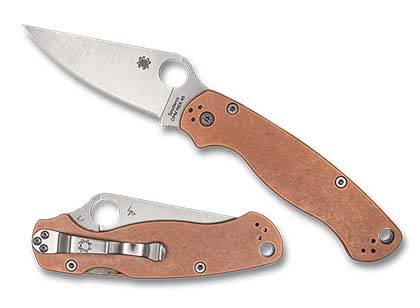 The Para Military  2 Copper REX 45 Exclusive Knife shown opened and closed.