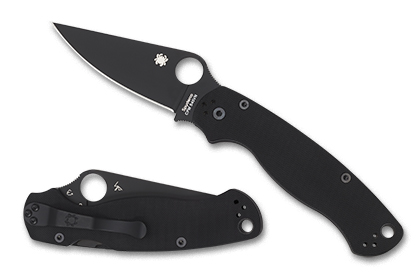 The Para Military  2 G-10 Black Black Blade Knife shown opened and closed.