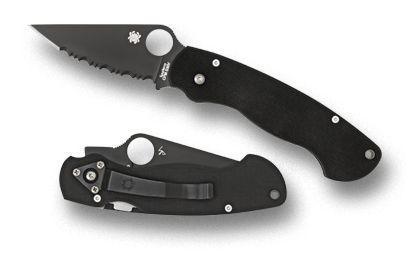 The Para Military  Black Blade Knife shown opened and closed.