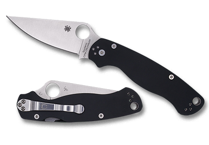 The Para Military  2 Smooth G-10 CPM CRU-WEAR Exclusive Knife shown opened and closed.