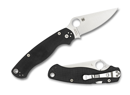 The Para Military  2 Left Hand G-10 Black Knife shown opened and closed.