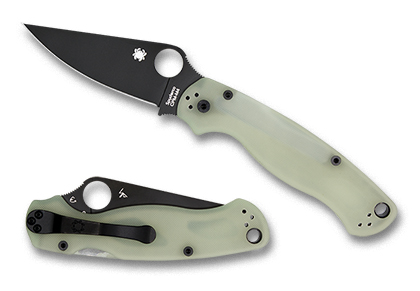 The Para Military  2 Natural G-10 Black Blade CPM M4 Exclusive Knife shown opened and closed.