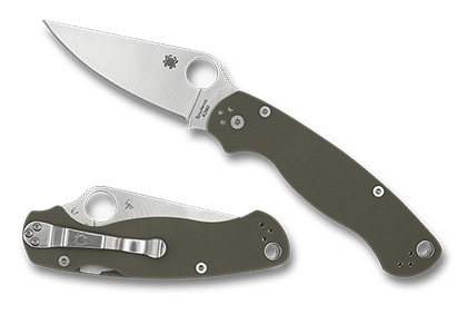 The Para Military  2 Ranger Green K390 Exclusive Knife shown opened and closed.