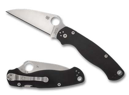 The Para Military  2 G-10 Wharncliffe Exclusive Knife shown opened and closed.