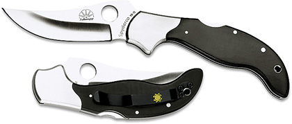 The Persian Folder  Black Micarta Knife shown opened and closed.
