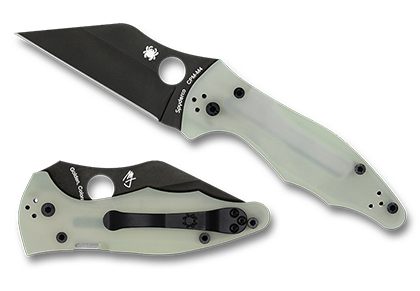 The Yojimbo  2 Natural G-10 CPM M4 Black Blade Exclusive Knife shown opened and closed.