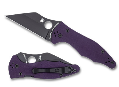 The Yojimbo™ 2 Purple G-10 CPM CRU-WEAR Black Blade Exclusive shown open and closed
