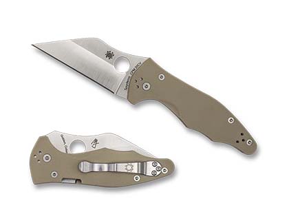 The Yojimbo  2 Tan G-10 CPM 20CV Exclusive Knife shown opened and closed.