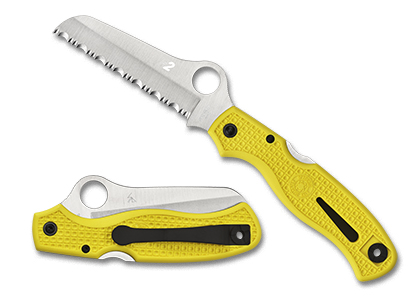 The Atlantic Salt  Yellow FRN Knife shown opened and closed.
