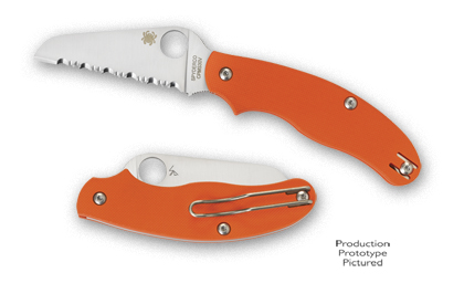 The UK Penknife  Rescue Orange Knife shown opened and closed.